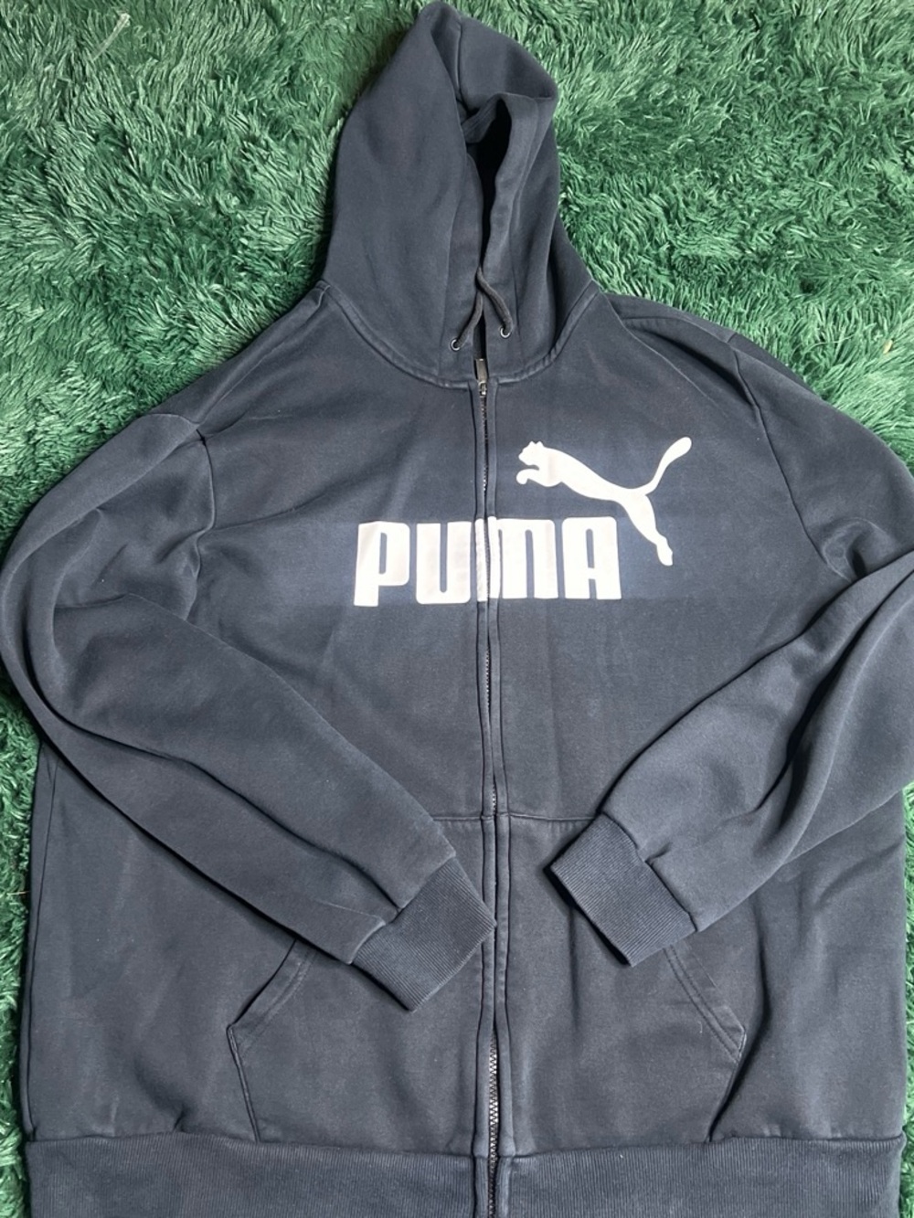Puma Black Zip-Up Hoodie with White Logo